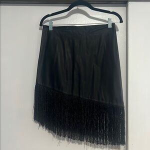 Express Black Asymmetrical Embellished Mini Skirt